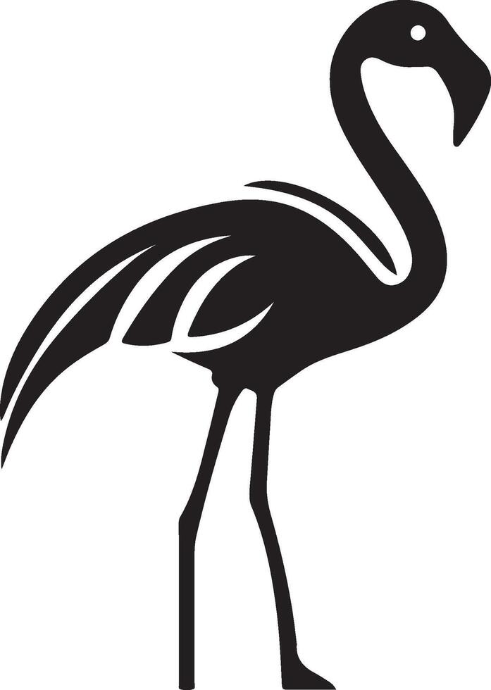 a black and white silhouette of a flamingo vector