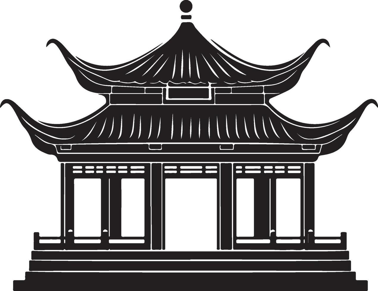 chinese pagoda black and white illustration vector
