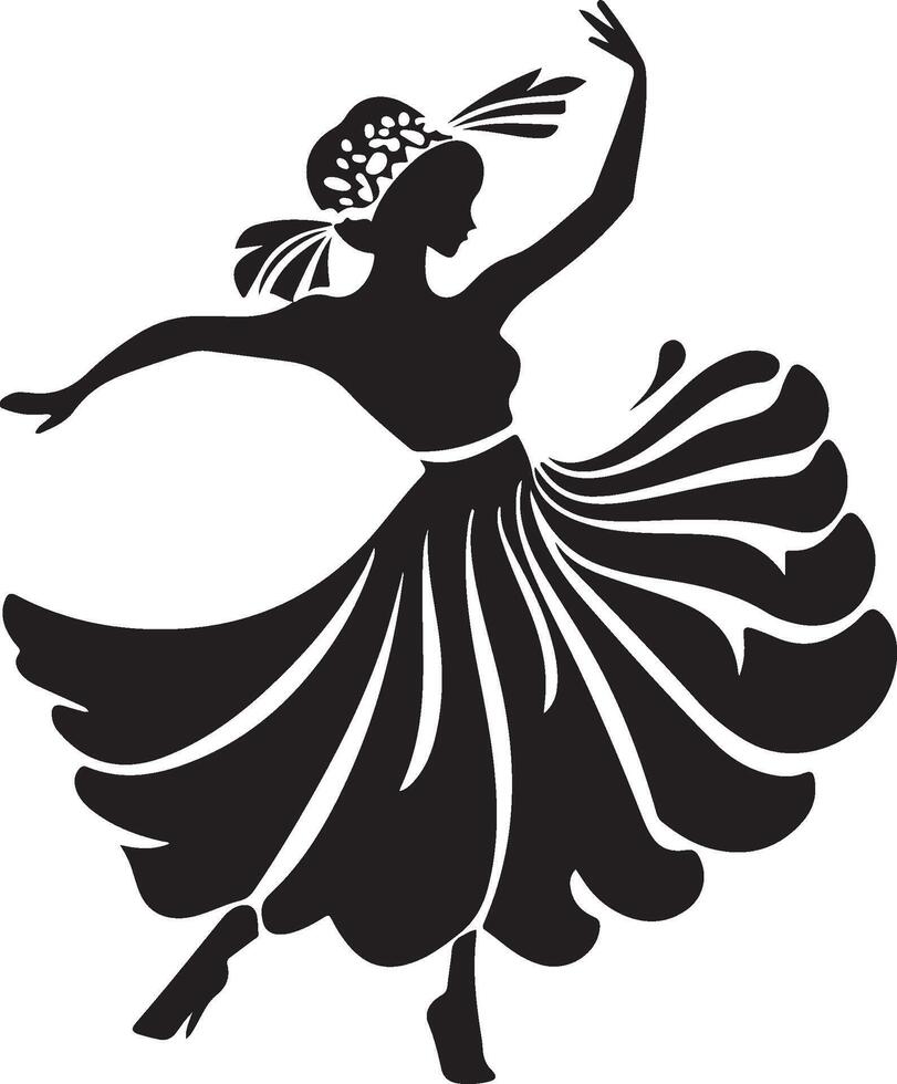 silhouette of a woman dancing in a dress vector