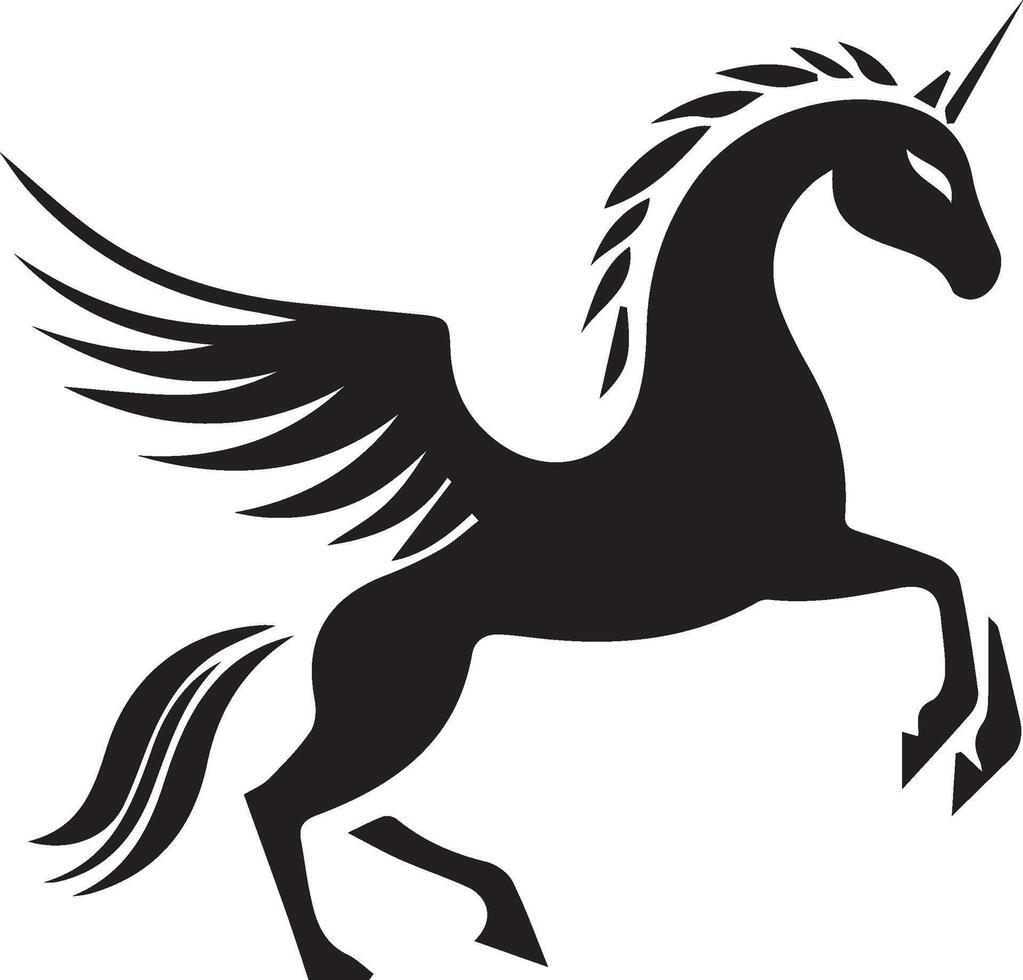 a black and white silhouette of a horse with wings vector