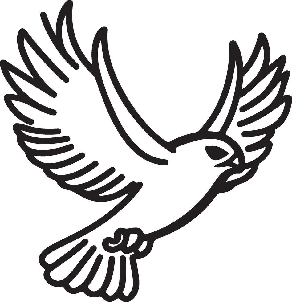 a black and white drawing of a flying bird vector