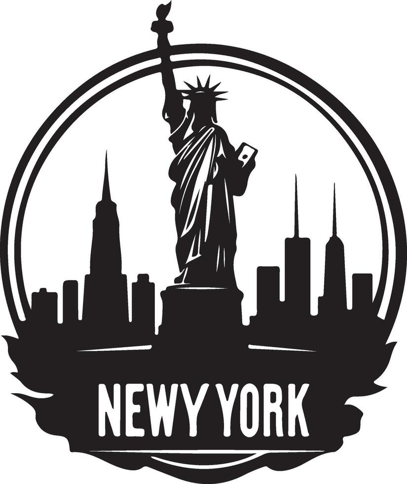new york city skyline with statue of liberty vector