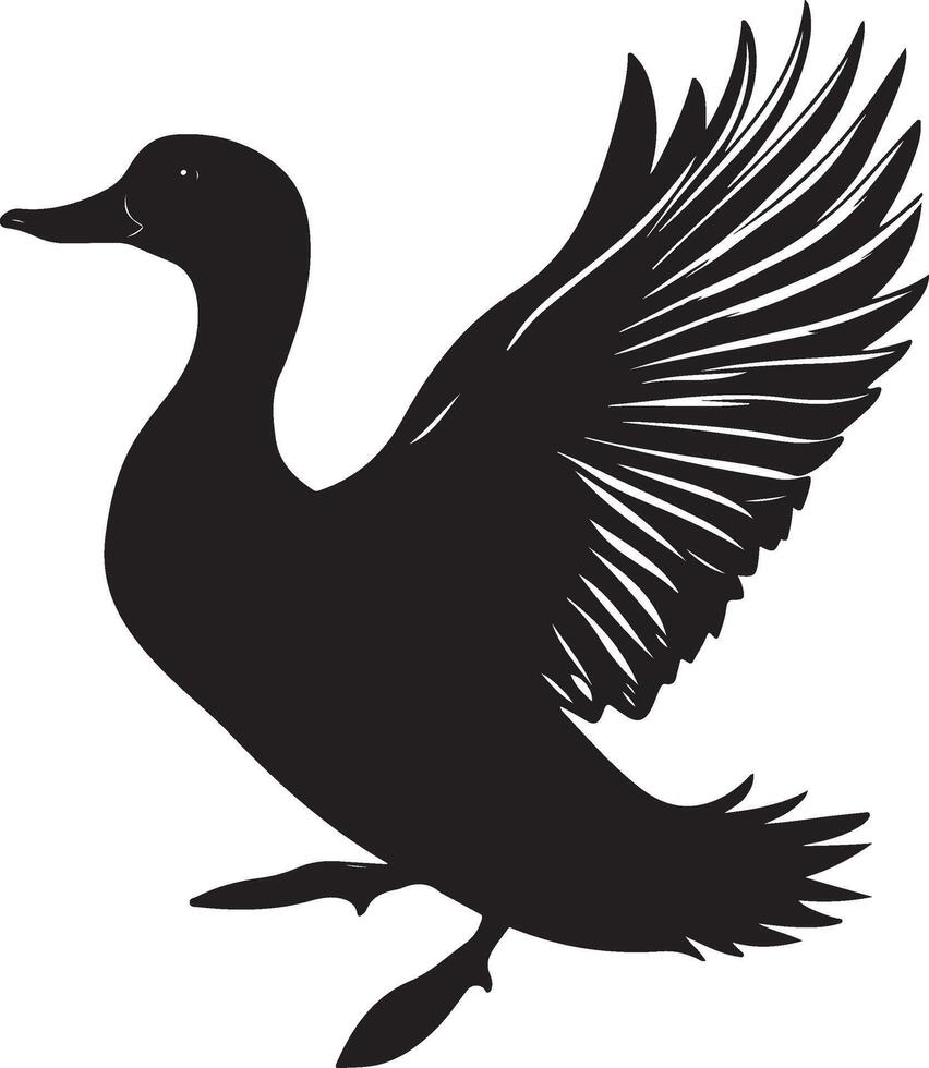 a silhouette of a duck flying in the air vector