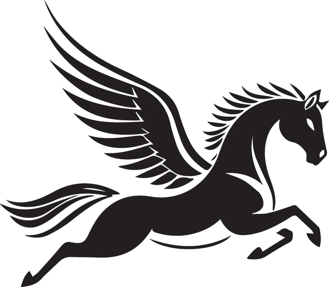 a black and white image of a horse with wings vector
