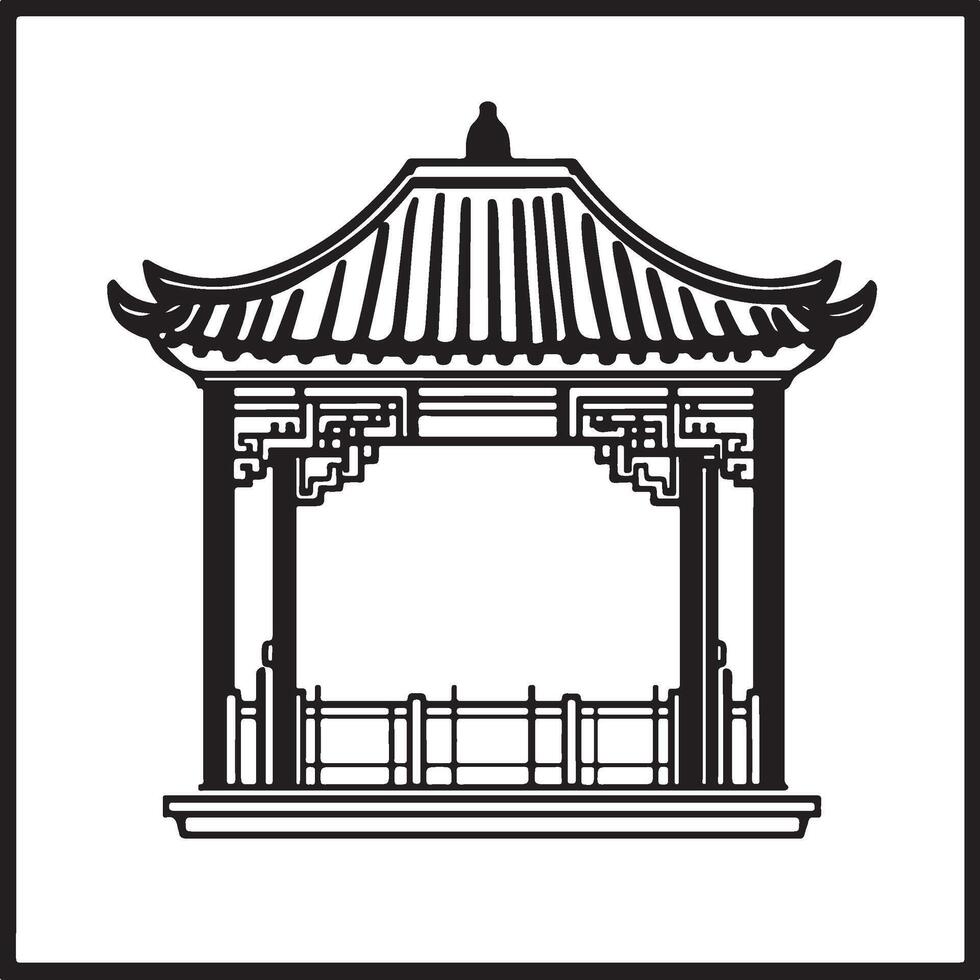 chinese pavilionor illustration vector