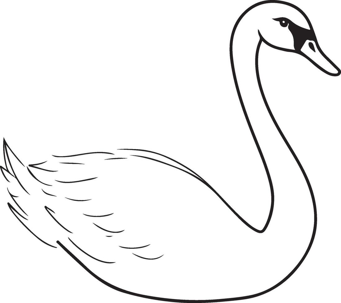 a black and white drawing of a swan vector