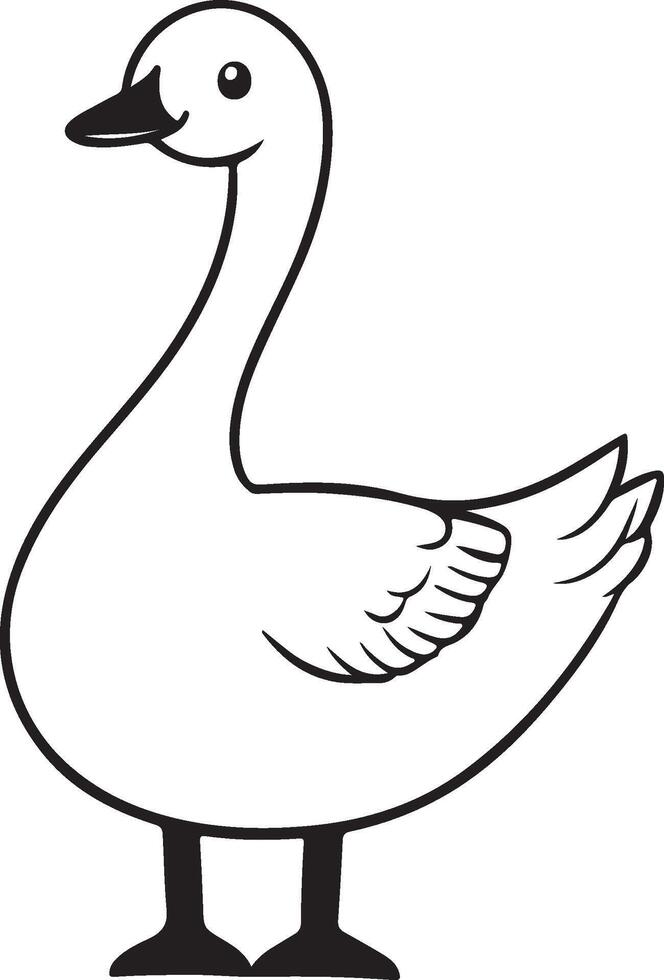 a black and white drawing of a goose vector