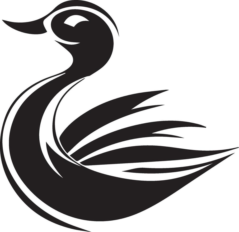 a black and white duck logo vector