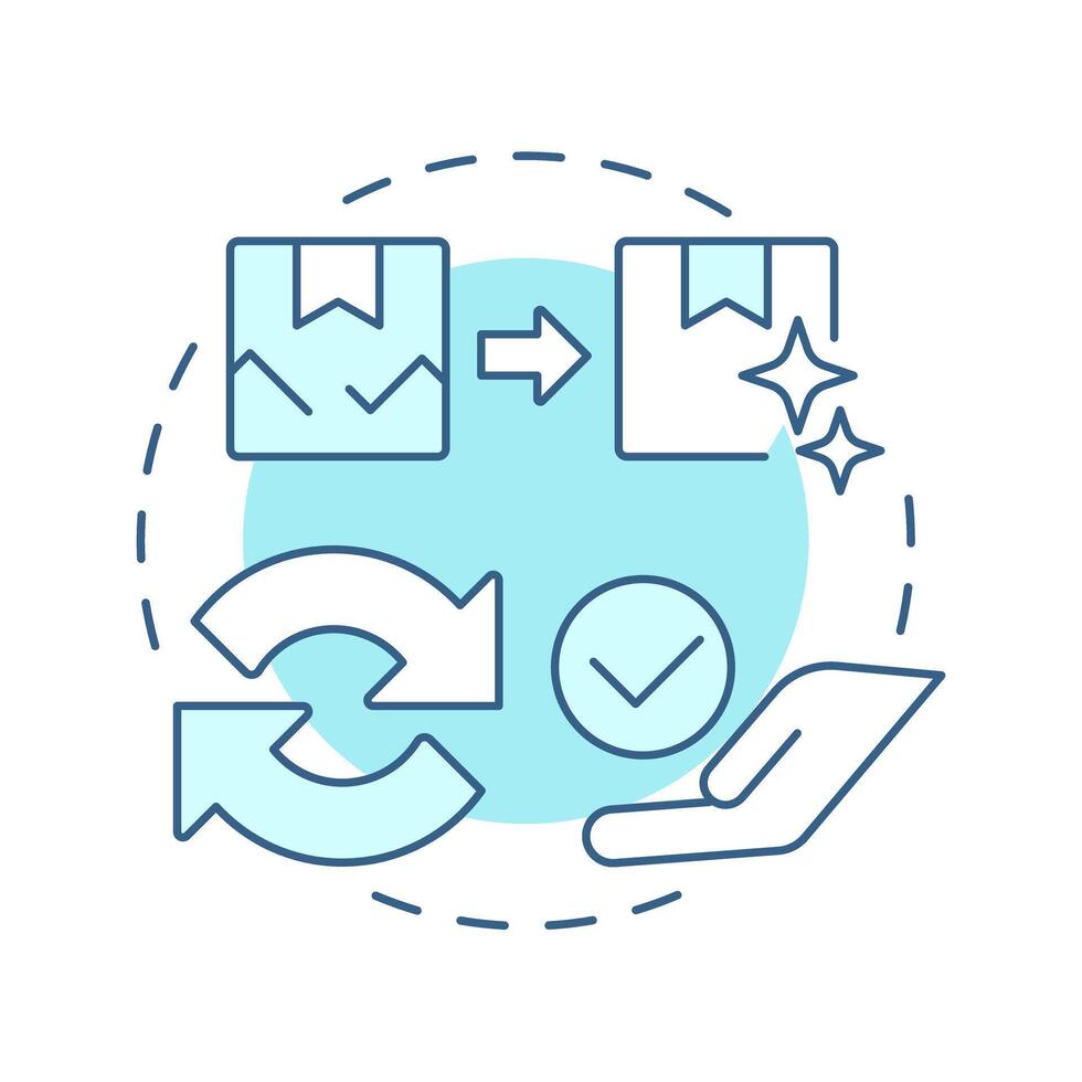 Replacement soft blue concept icon. Reverse logistics. Product return and exchange. Customer service. Round shape line illustration. Abstract idea. Graphic design. Easy to use in article vector
