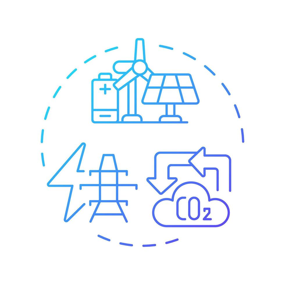Scope 2 emissions blue gradient concept icon. Electrification, manufacturing. Co2 pollution. Round shape line illustration. Abstract idea. Graphic design. Easy to use infographic, presentation vector