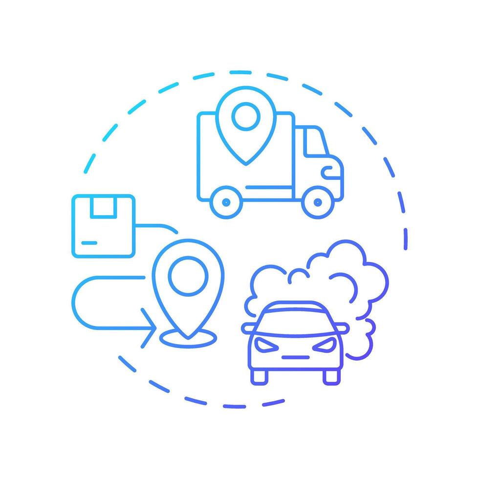 Scope 3 emissions blue gradient concept icon. Car pollution, urban vehicles. Greenhouse gas. Round shape line illustration. Abstract idea. Graphic design. Easy to use infographic, presentation vector