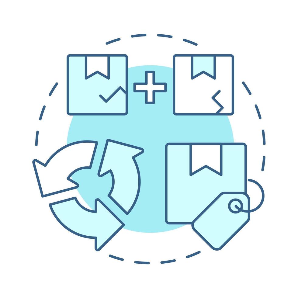 Recycling soft blue concept icon. Reverse logistics. Waste management. Circular economy. Damaged goods. Round shape line illustration. Abstract idea. Graphic design. Easy to use in article vector