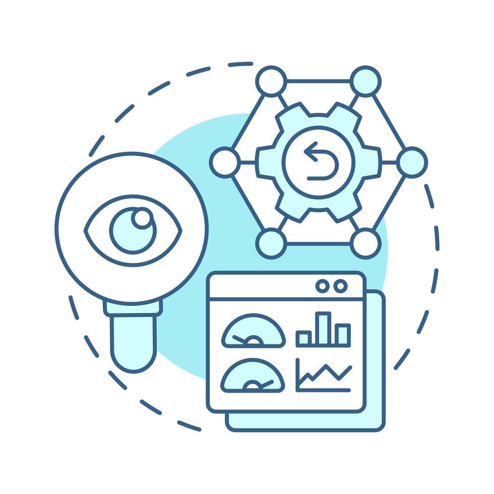 Analyzing returns data soft blue concept icon. Reverse logistics stage. Data analysis. Return process. Round shape line illustration. Abstract idea. Graphic design. Easy to use in article vector