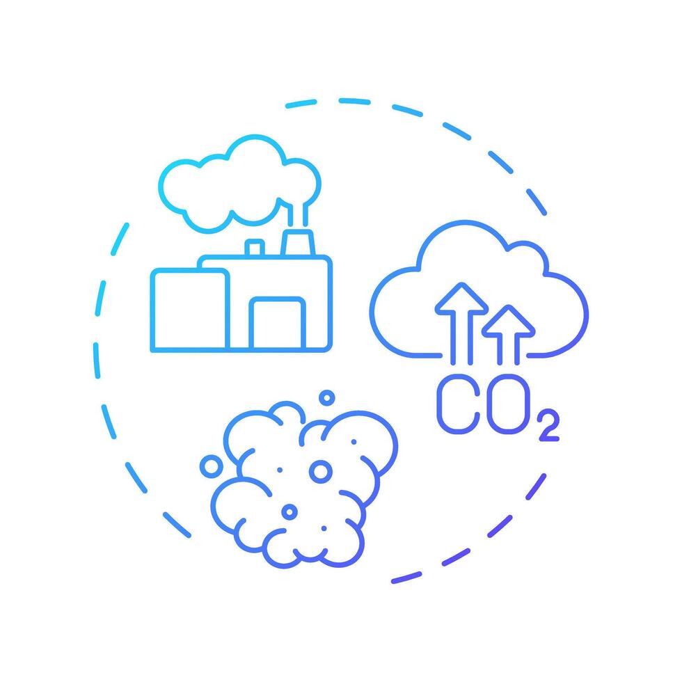 Scope 1 emissions blue gradient concept icon. Greenhouse gas, industry. Manufacturing pollution. Round shape line illustration. Abstract idea. Graphic design. Easy to use infographic, presentation vector