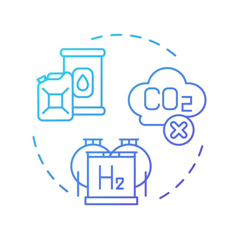 Pre-combustion capture blue gradient concept icon. Carbon storage, reservoirs. Co2 emission. Round shape line illustration. Abstract idea. Graphic design. Easy to use infographic, presentation vector