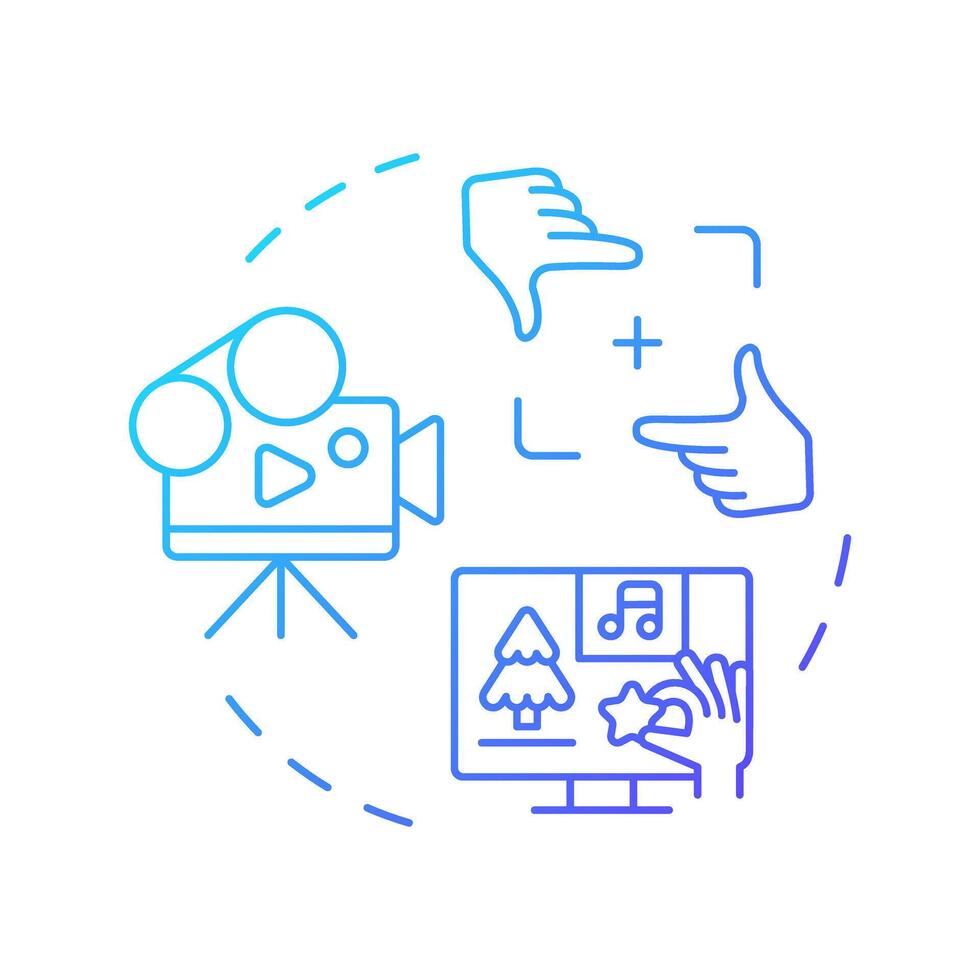Formalism film theory multi color concept icon. Filmmaking, storytelling. Movie production. Round shape line illustration. Abstract idea. Graphic design. Easy to use in infographic, presentation vector