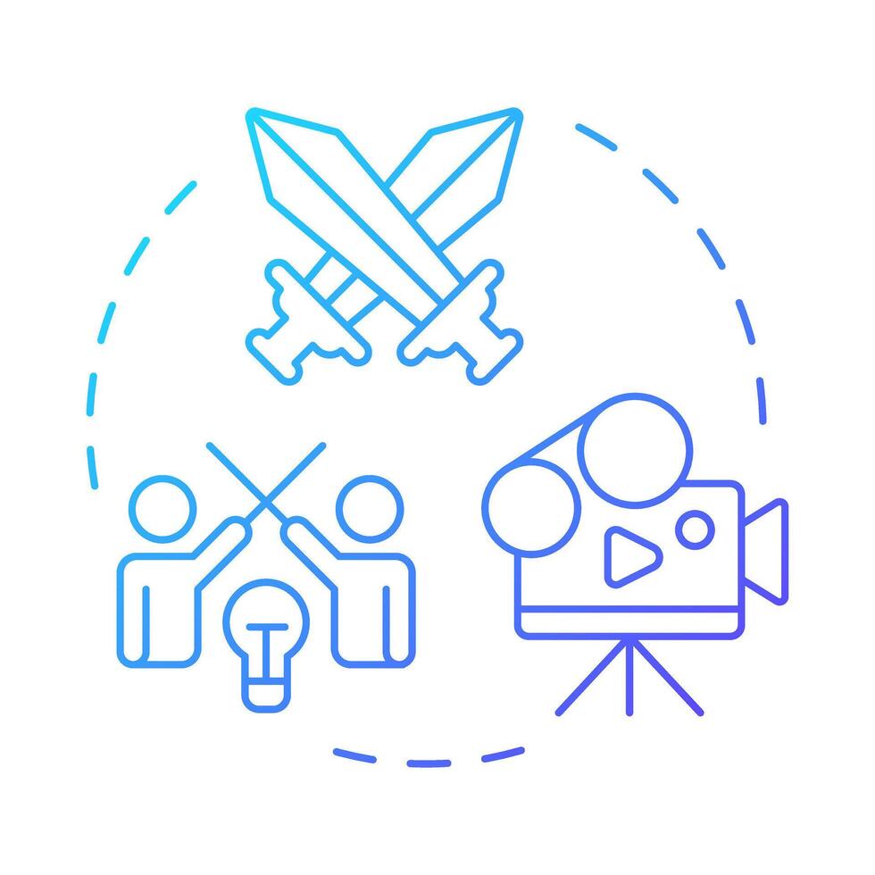 Conflict multi color concept icon. Story conflict, narrative. Film characters. Round shape line illustration. Abstract idea. Graphic design. Easy to use in infographic, presentation vector