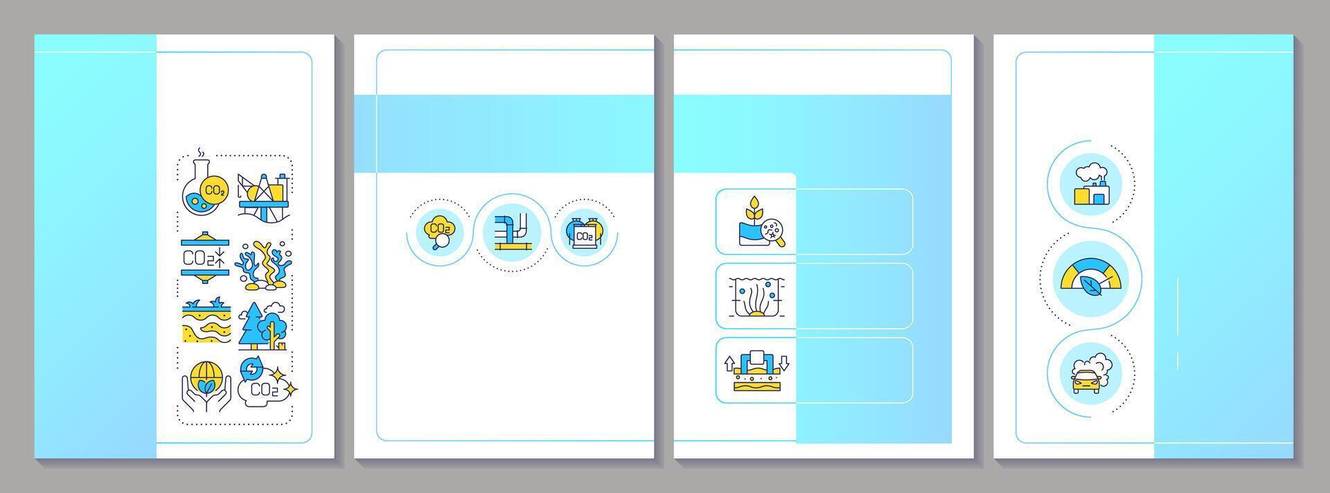 Carbon sequestration brochure template. Co2 emission. Leaflet design with linear icons. Editable 4 layouts for presentation, annual reports vector