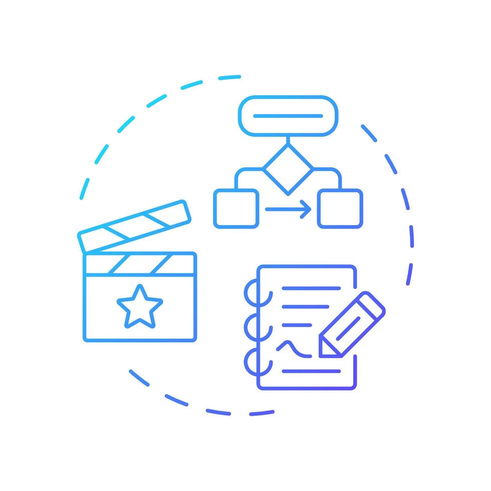 Structuralism film theory multi color concept icon. Movie script. Storytelling, screenwriting. Round shape line illustration. Abstract idea. Graphic design. Easy to use in infographic, presentation vector