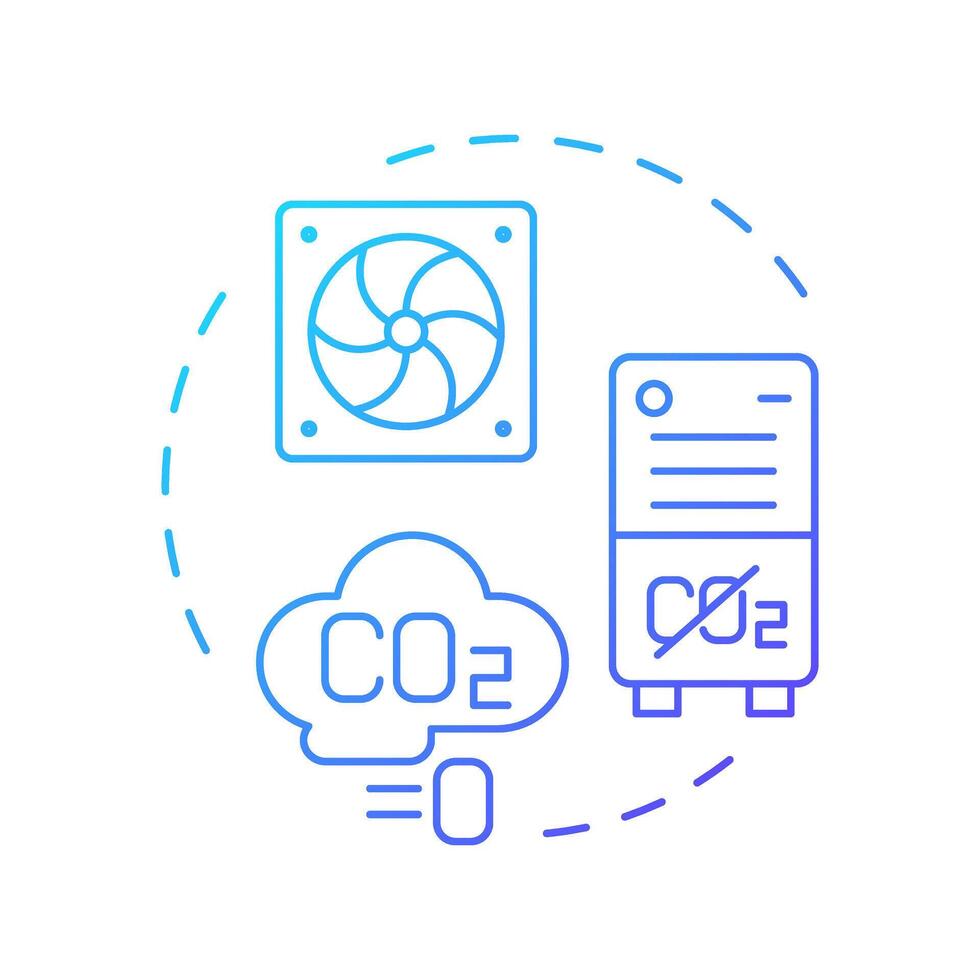 Direct air capture blue gradient concept icon. Carbon management, ventilation. Filtration system. Round shape line illustration. Abstract idea. Graphic design. Easy to use infographic, presentation vector