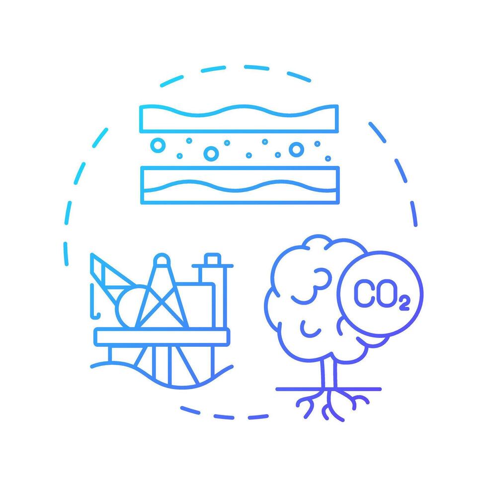Carbon storage blue gradient concept icon. Greenhouse gas capture, management. Ecology preservation. Round shape line illustration. Abstract idea. Graphic design. Easy to use infographic, presentation vector