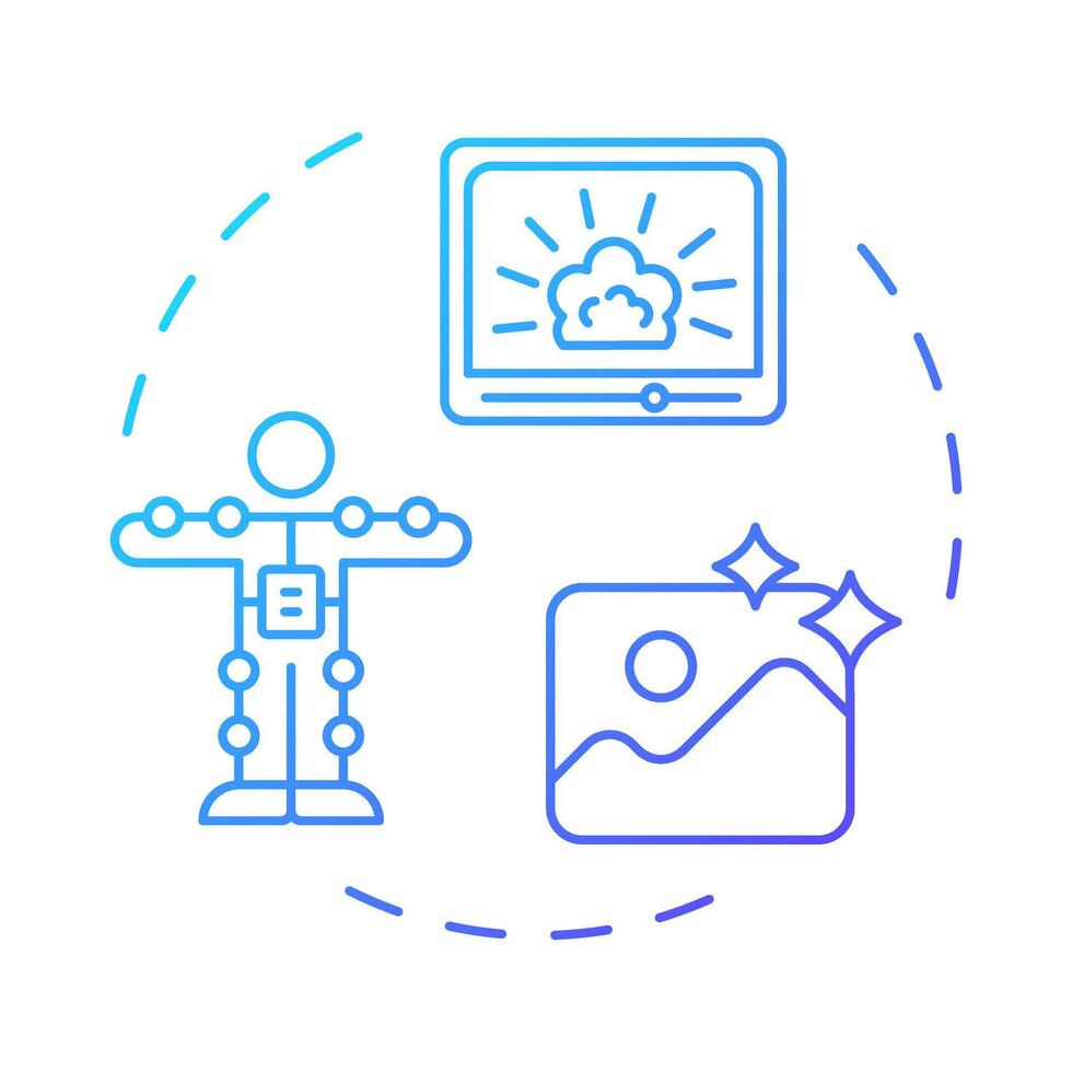 Visual effects multi color concept icon. editing, cgi. Cinematography, technology. Round shape line illustration. Abstract idea. Graphic design. Easy to use in infographic, presentation vector