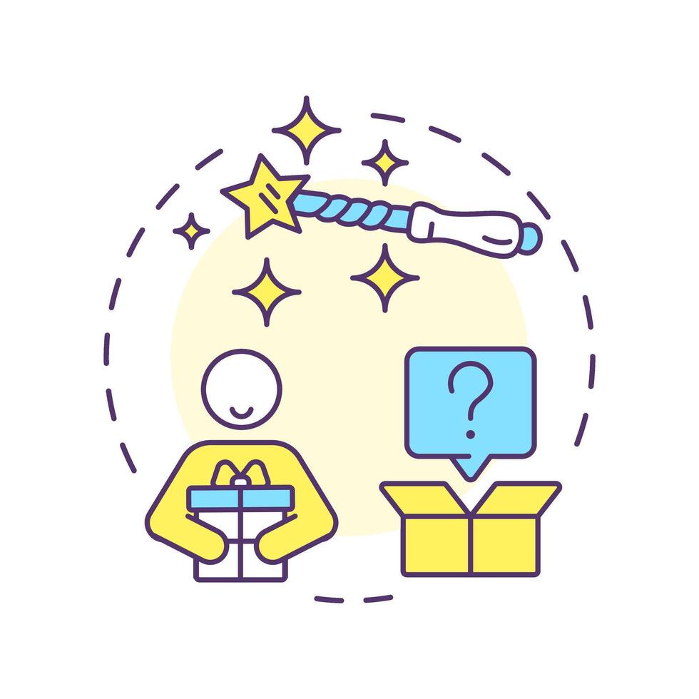 Serendipity multi color concept icon. User experience, personalized recommendations. Algorithms, marketing. Round shape line illustration. Abstract idea. Graphic design. Easy to use article, blog post vector