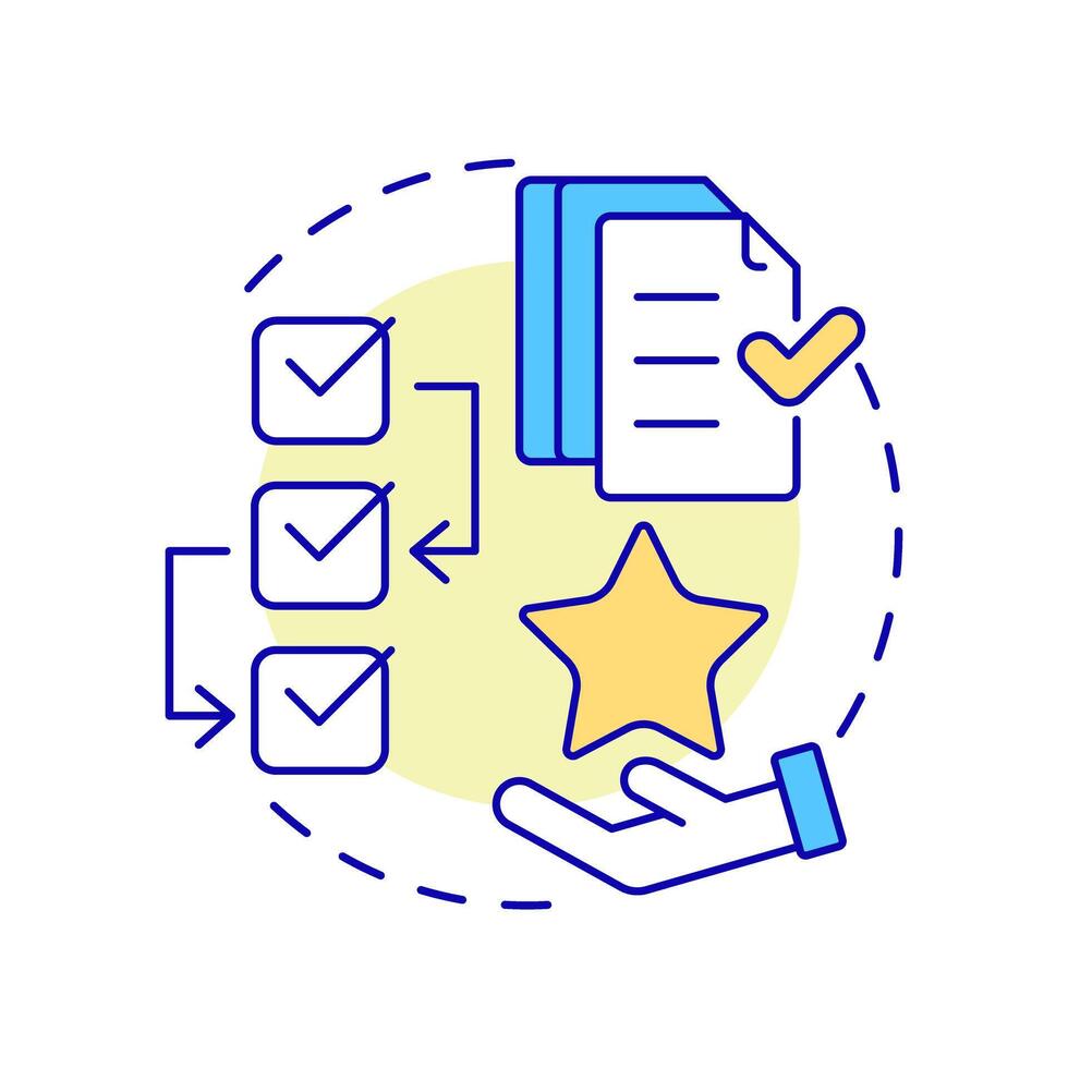 Order release multi color concept icon. Document processing, tasks. Compliance, paperwork. Round shape line illustration. Abstract idea. Graphic design. Easy to use in infographic, presentation vector