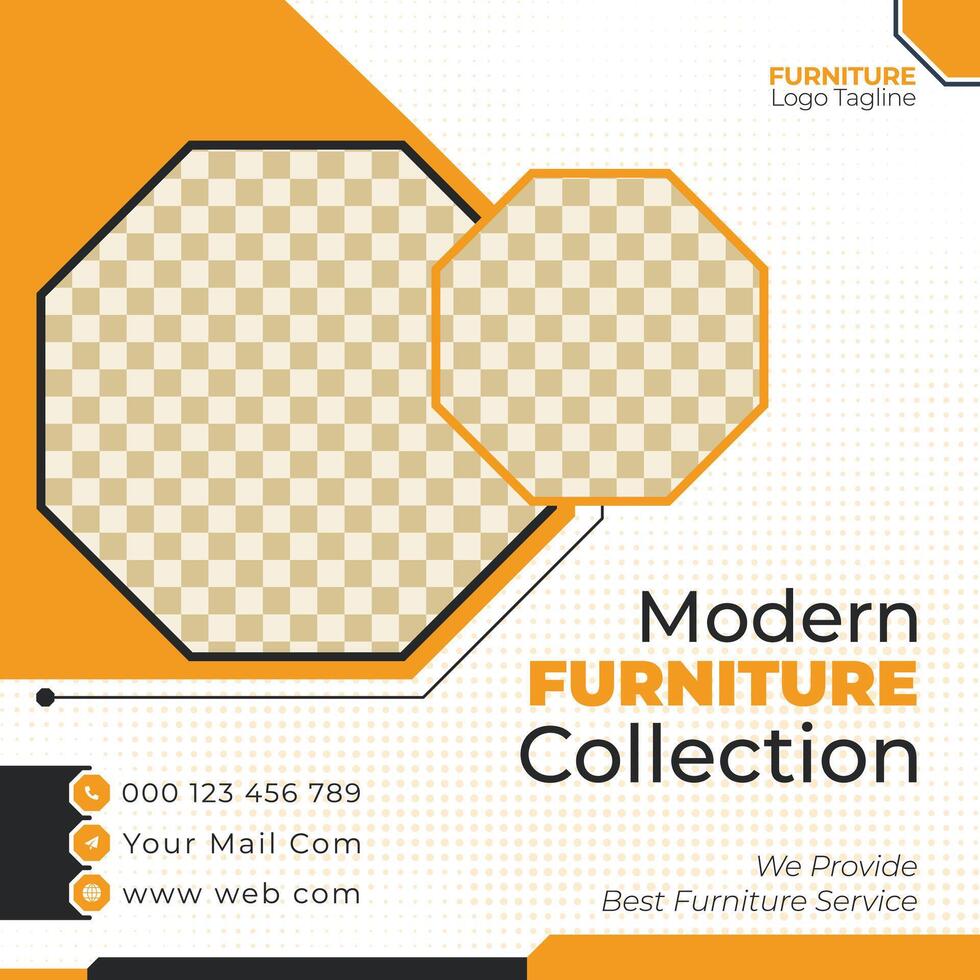 Modern Furniture For Sale Social Media Post Design Template vector