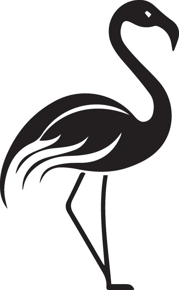 a black and white silhouette of a flamingo vector