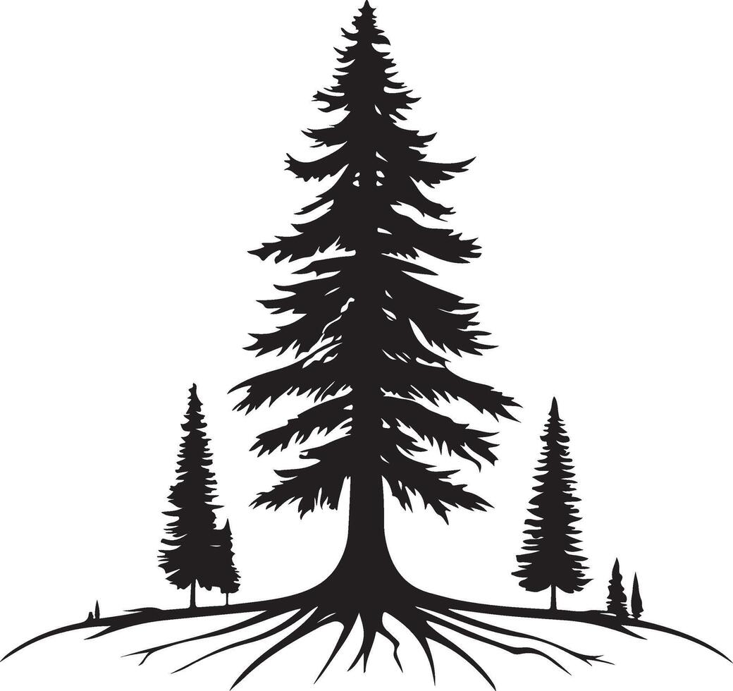 a silhouette of a tree with roots vector