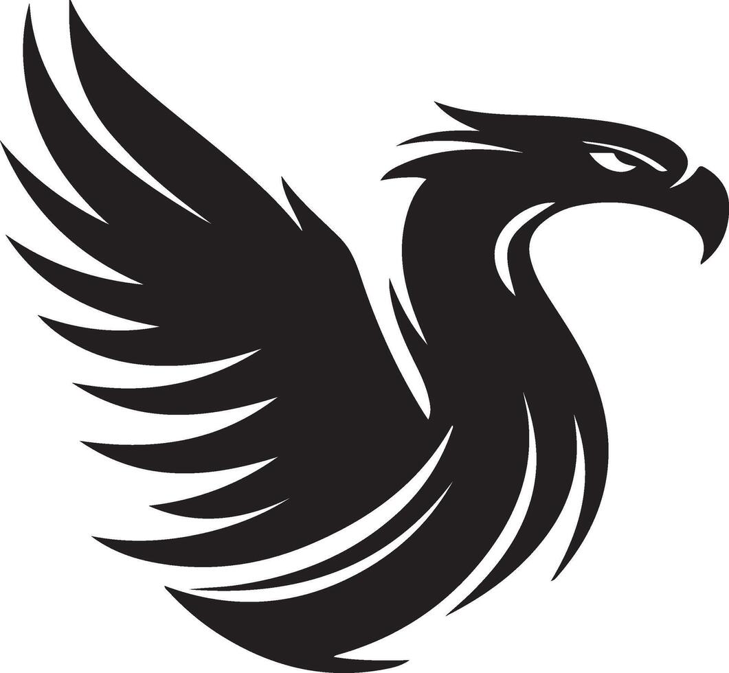 an eagle logo with black wings and a black tail vector