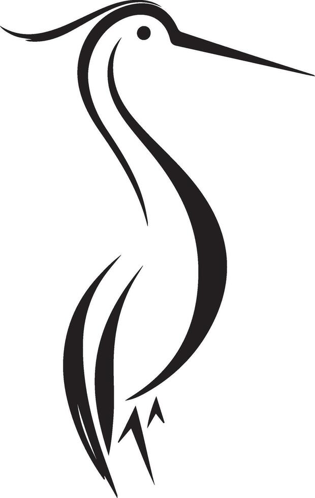 a black and white heron silhouette on a white background vector