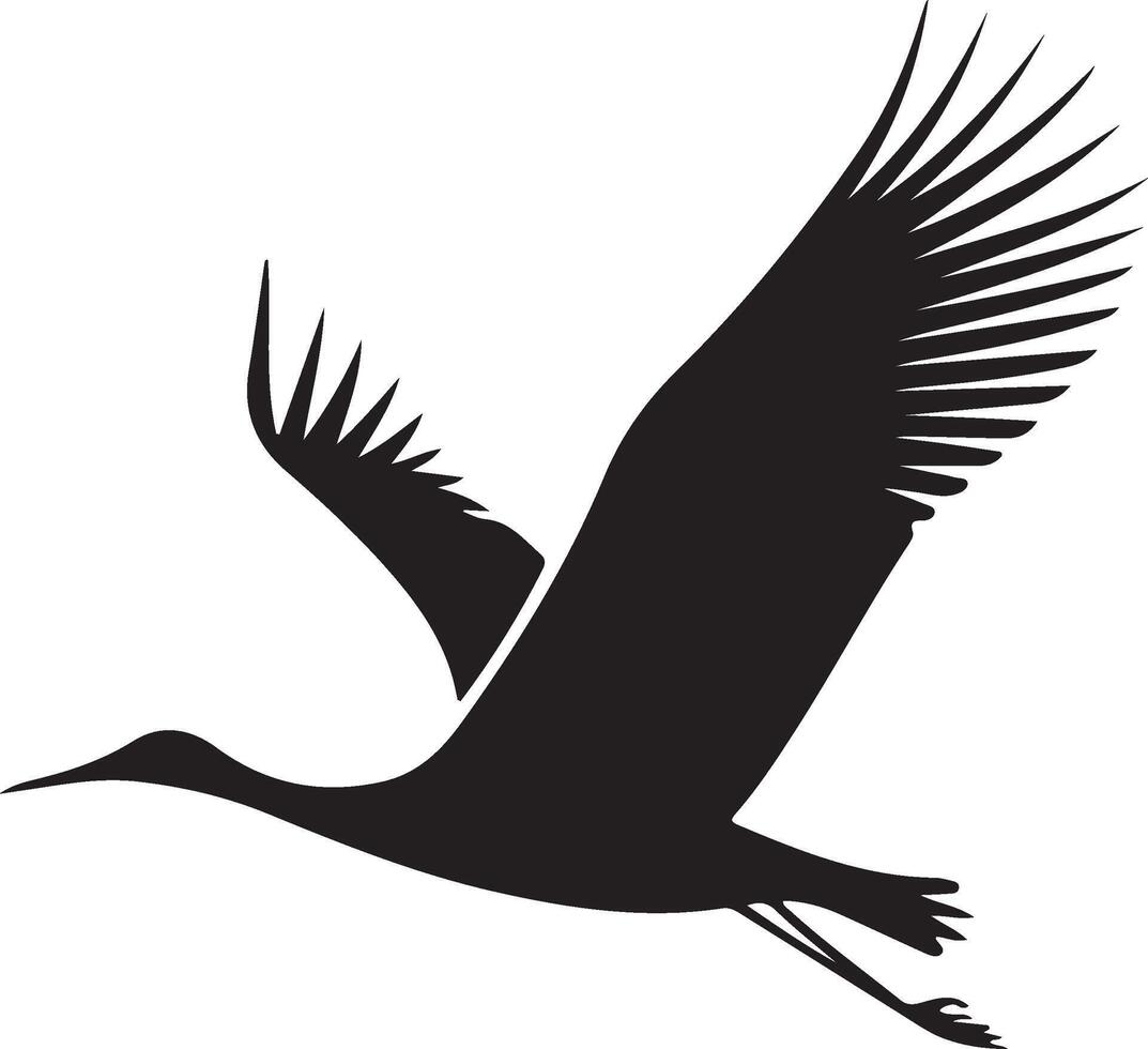 a black and white silhouette of a crane vector