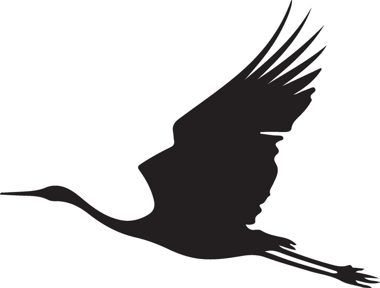 a silhouette of a crane flying in the air vector