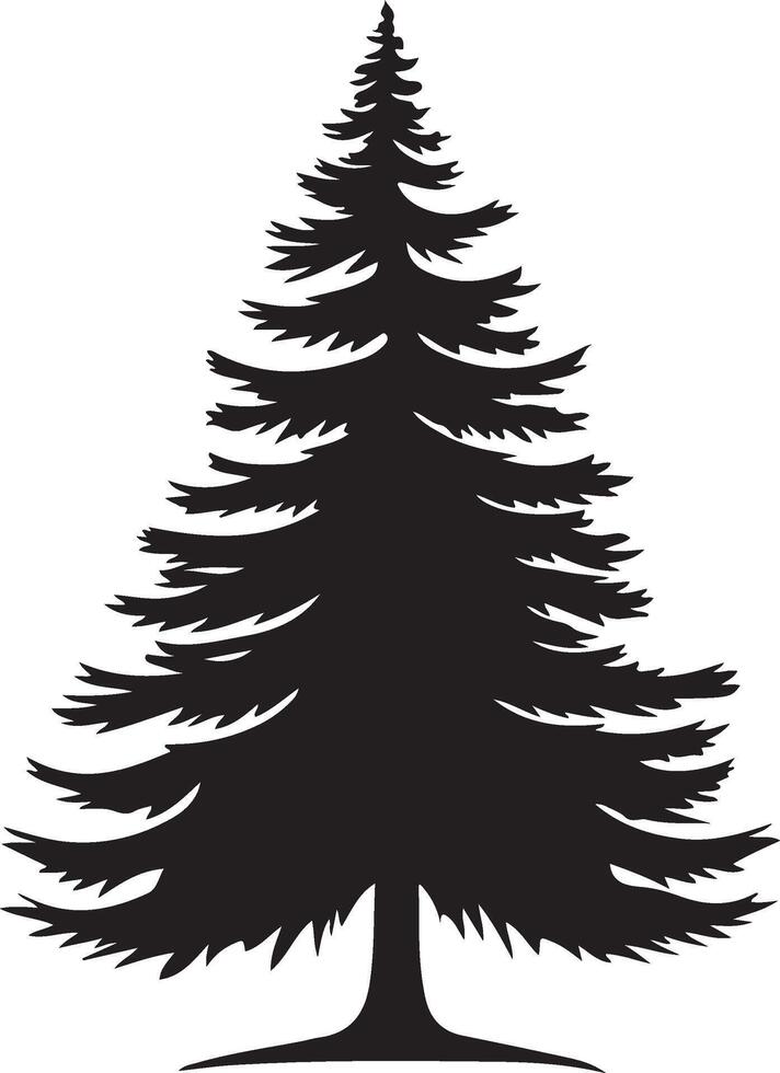 a black and white silhouette of a pine tree vector