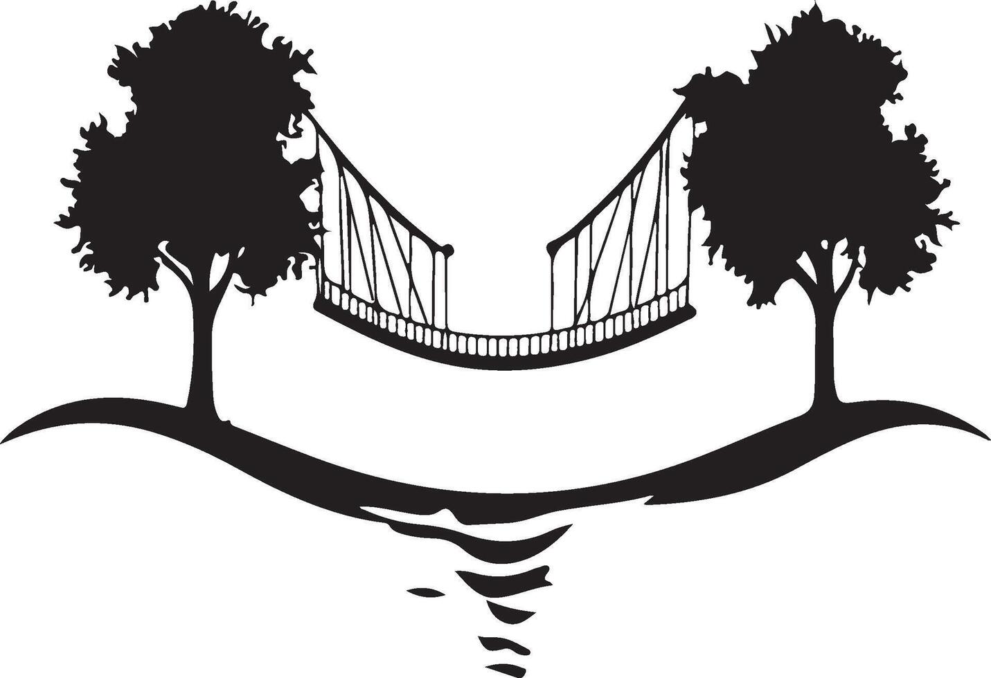 a black and white illustration of a swing bridge vector