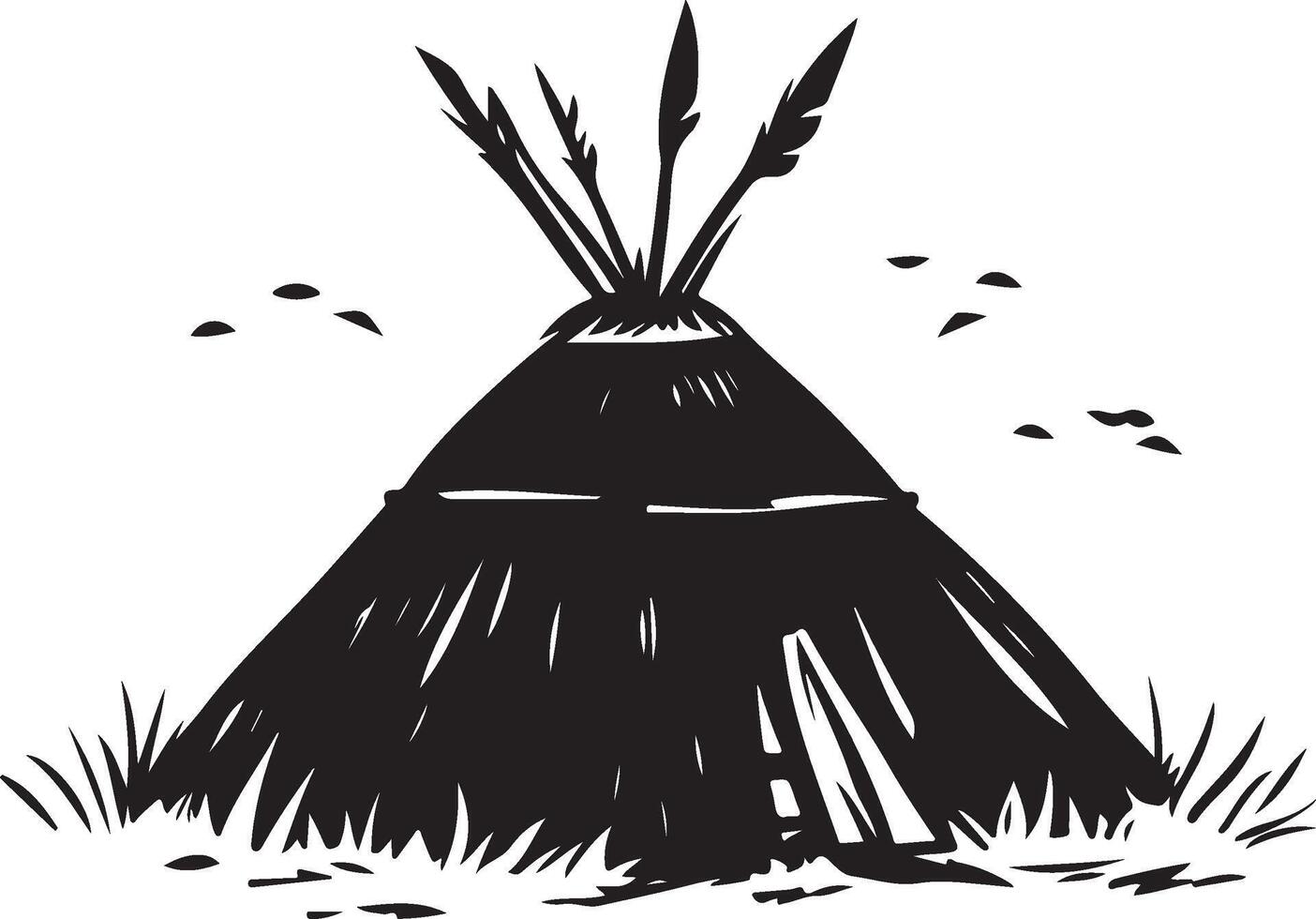 an illustration of a teepee with a bird on it vector