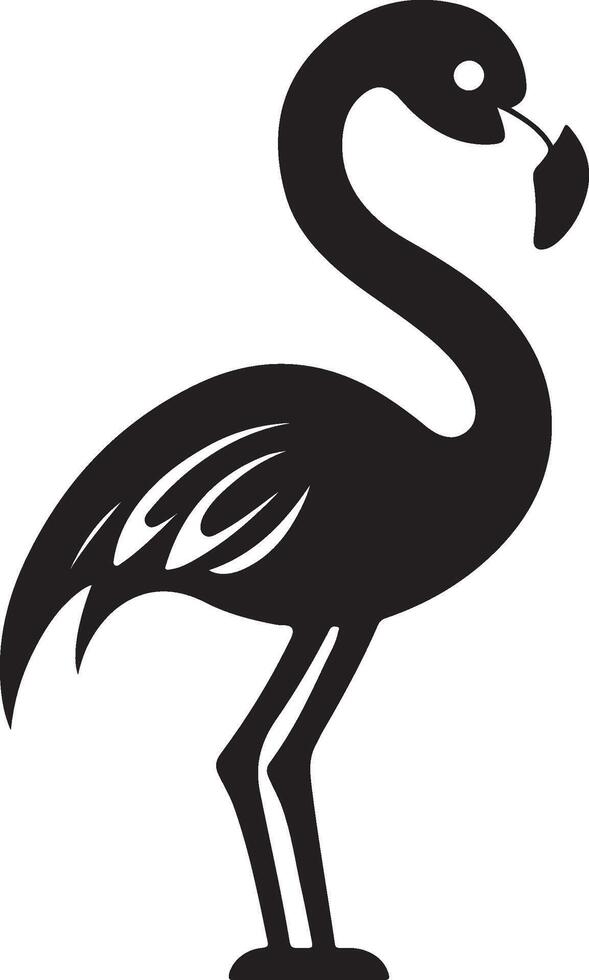 a black and white silhouette of a flamingo vector