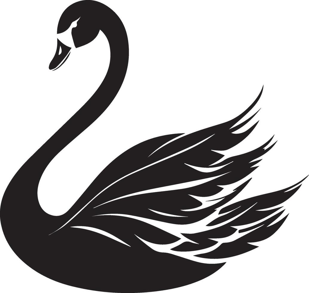 black swan silhouette on white background vector