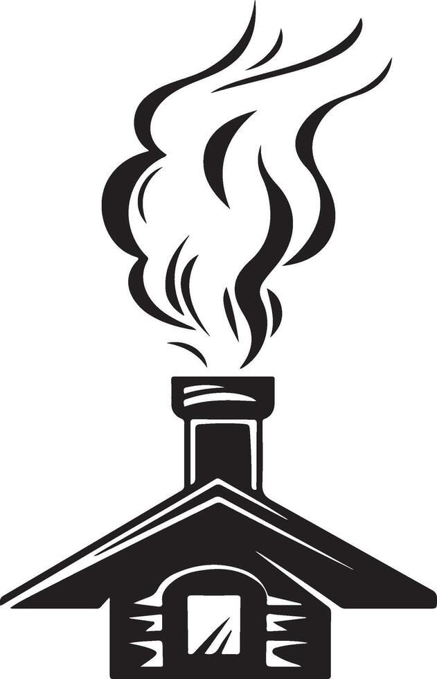 a black and white logo of a chimney with smoke coming out vector