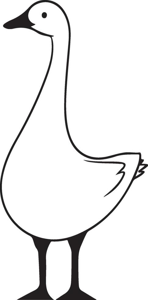 a black and white drawing of a goose vector
