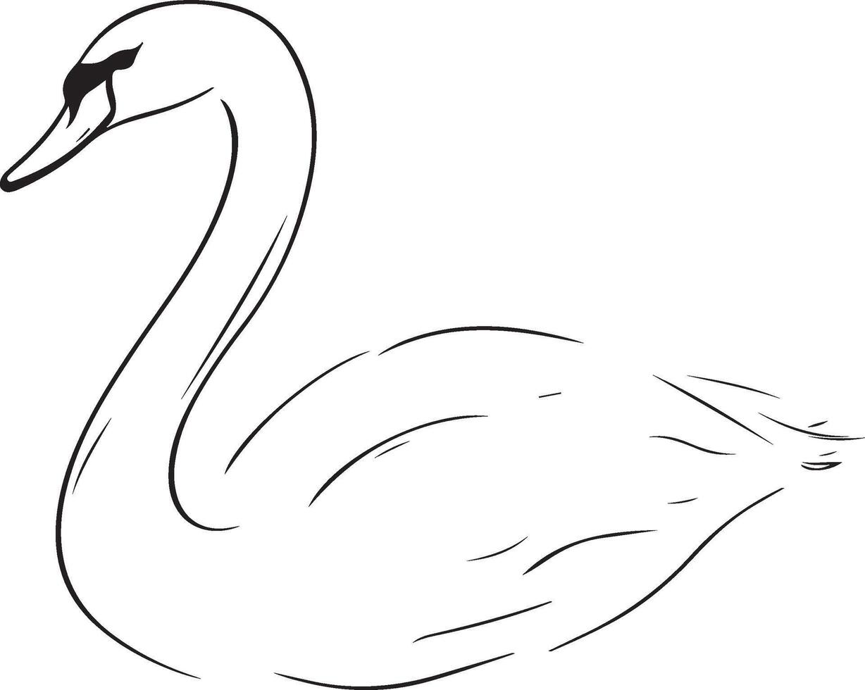 a black and white drawing of a swan vector