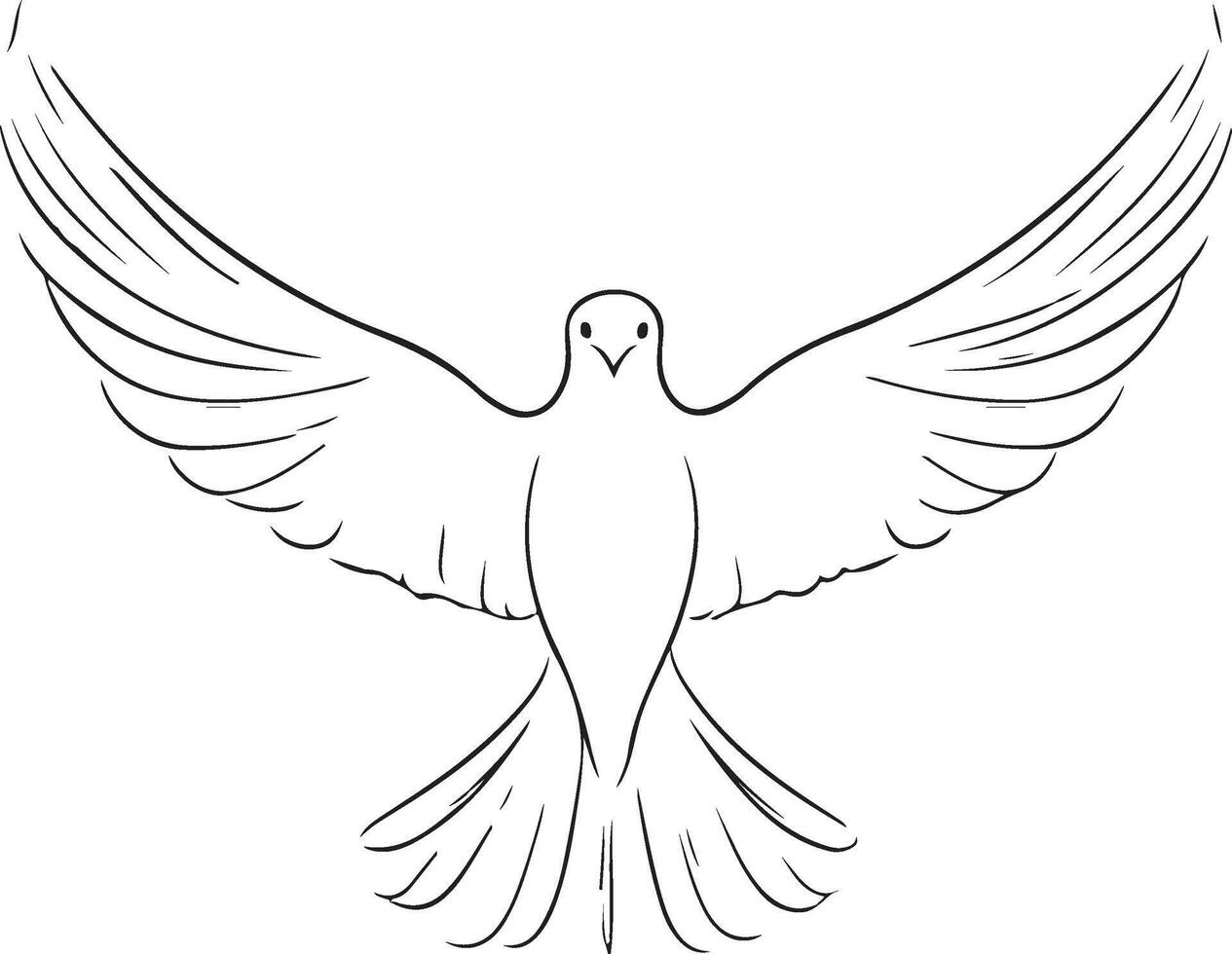 a black and white drawing of a dove vector