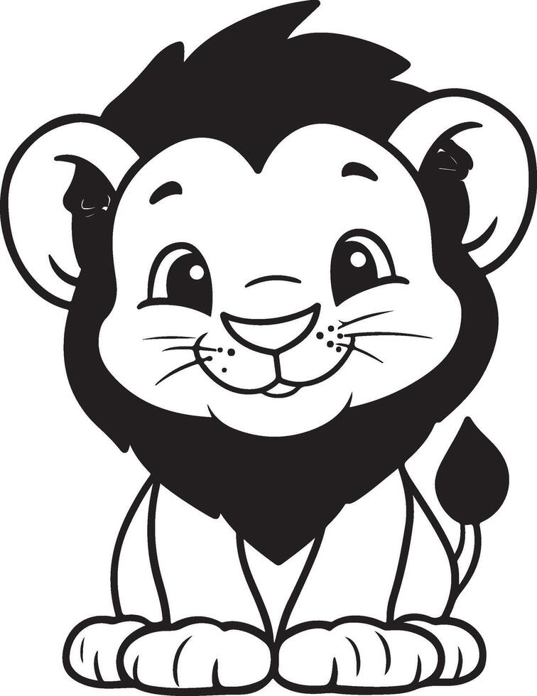 a lion coloring page for kids vector