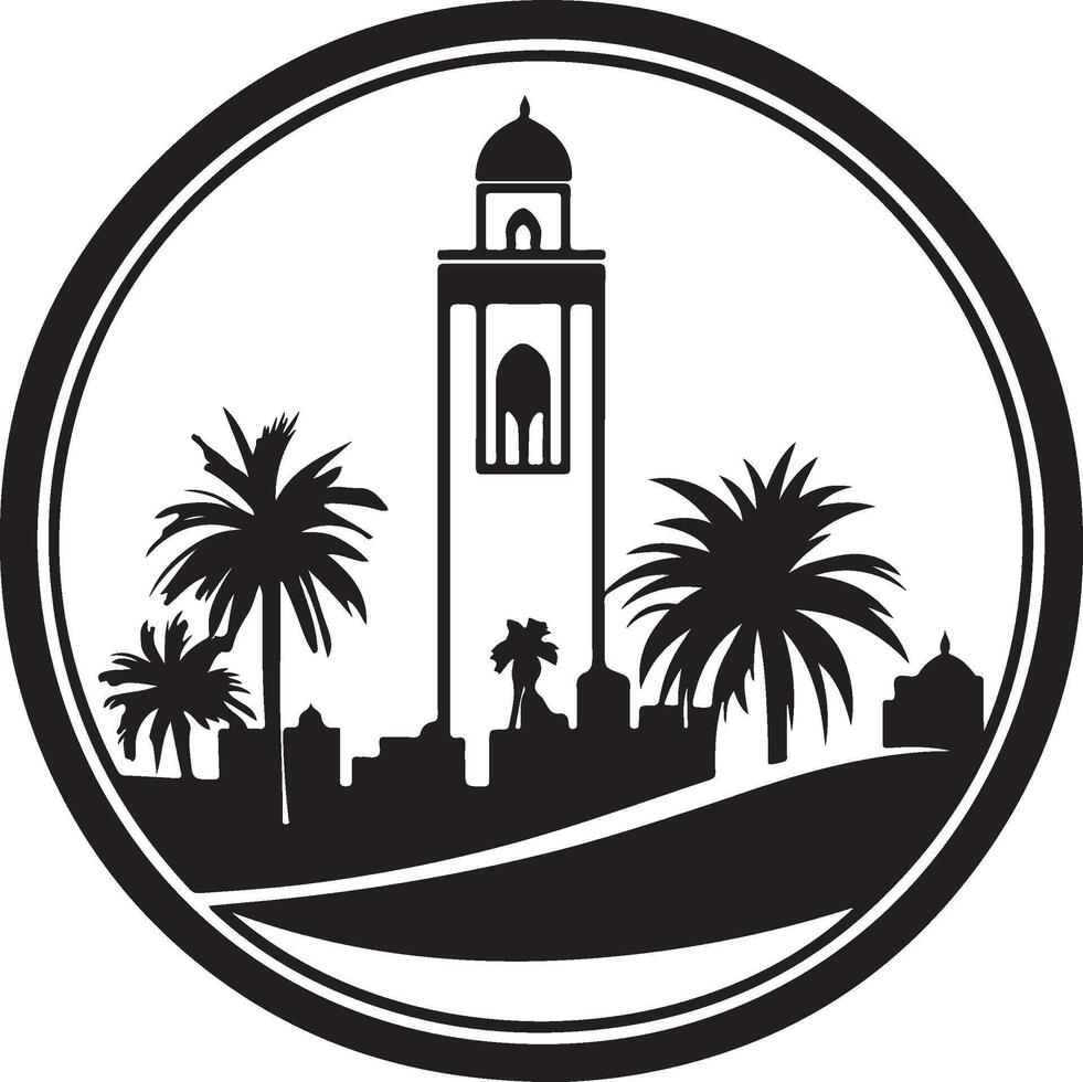 a black and white logo of a city with palm trees vector