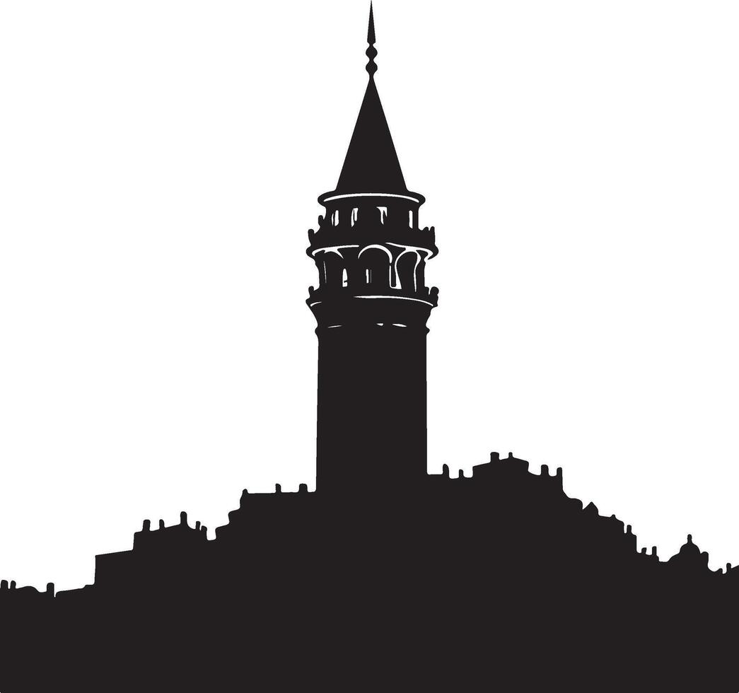 silhouette of the galata tower vector