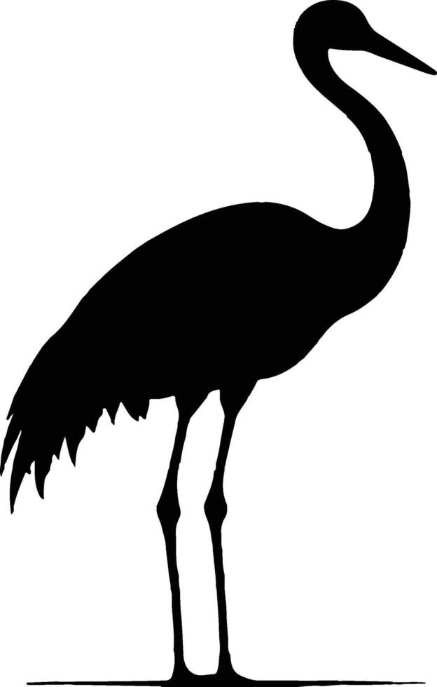 a silhouette of a crane standing on a white background vector