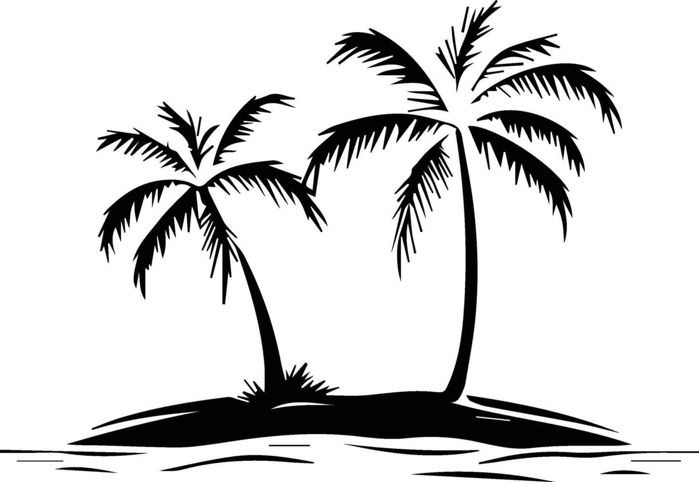 tropical palm trees on an island in the ocean vector