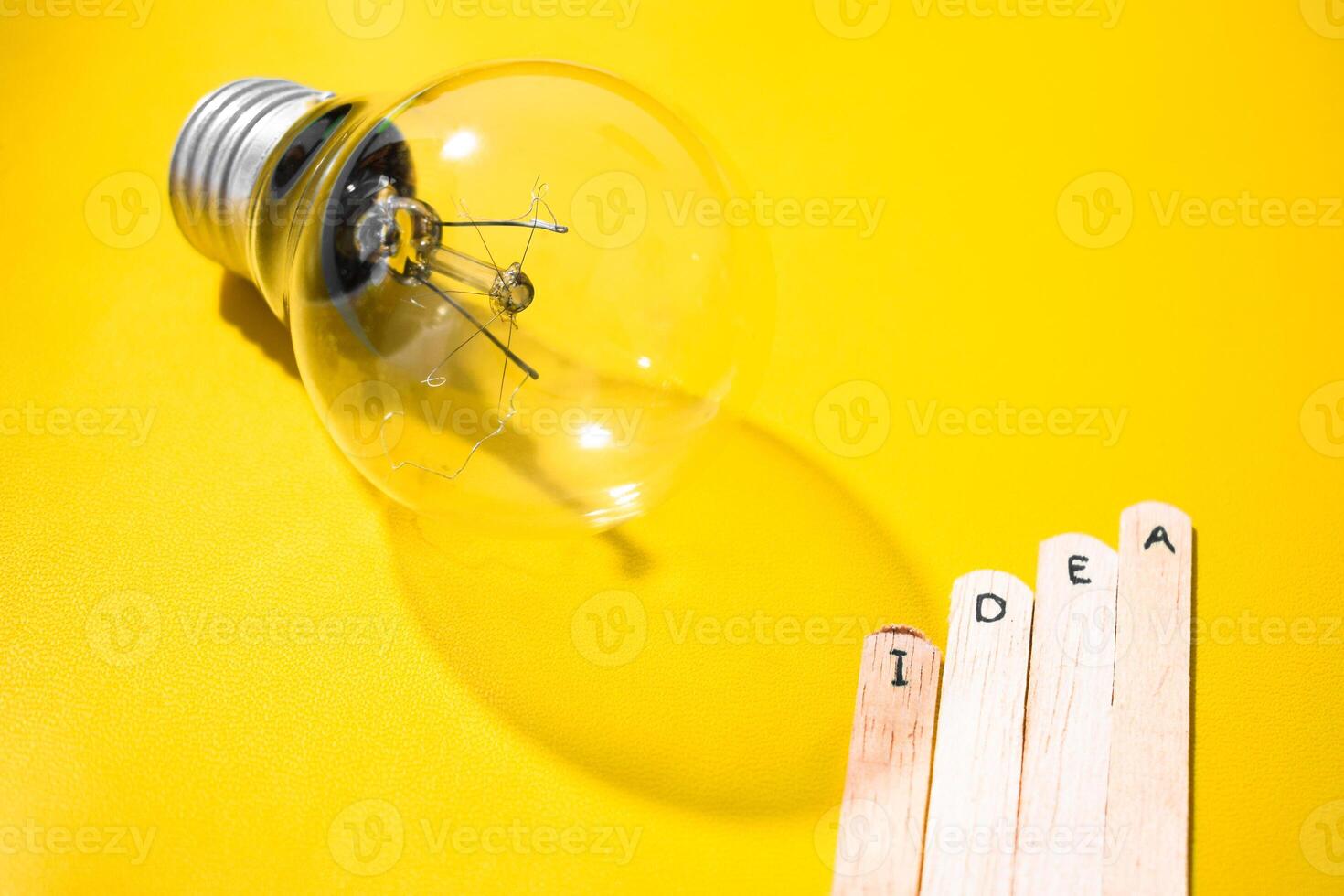 stick of ice cream with the words Idea and lightbulb. Motivational quotes, optimism, positive words. Isolated on background photo